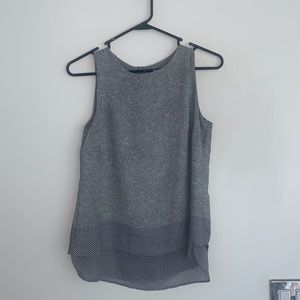 Gray and white print sleeveless top- size XS